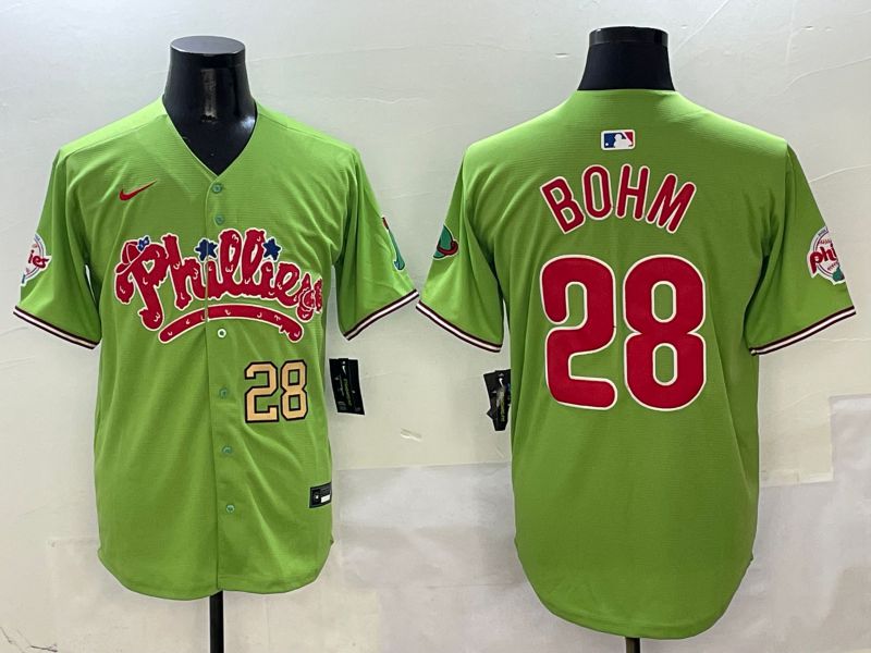 Men Philadelphia Phillies #28 Bohm Green Five generations Nike 2025 MLB Jersey style 3